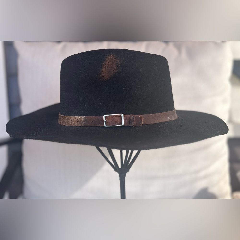 NWOT American Hat Makers Black & Brown Women's Distressed Western Hat, size M